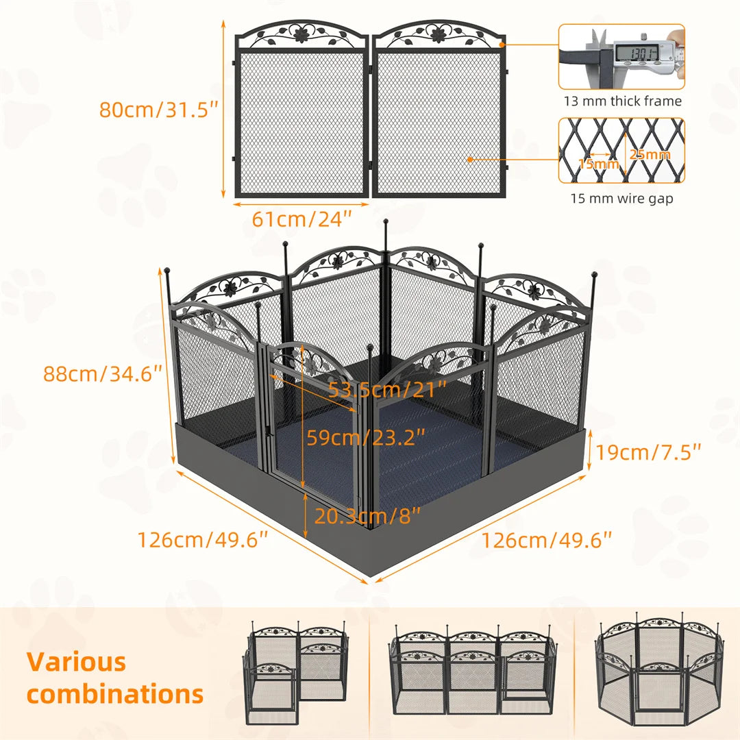8 Panels DIY Heavy Duty Dog Playpen Pen Outdoor Indoor Dog Puppy Metal Fence