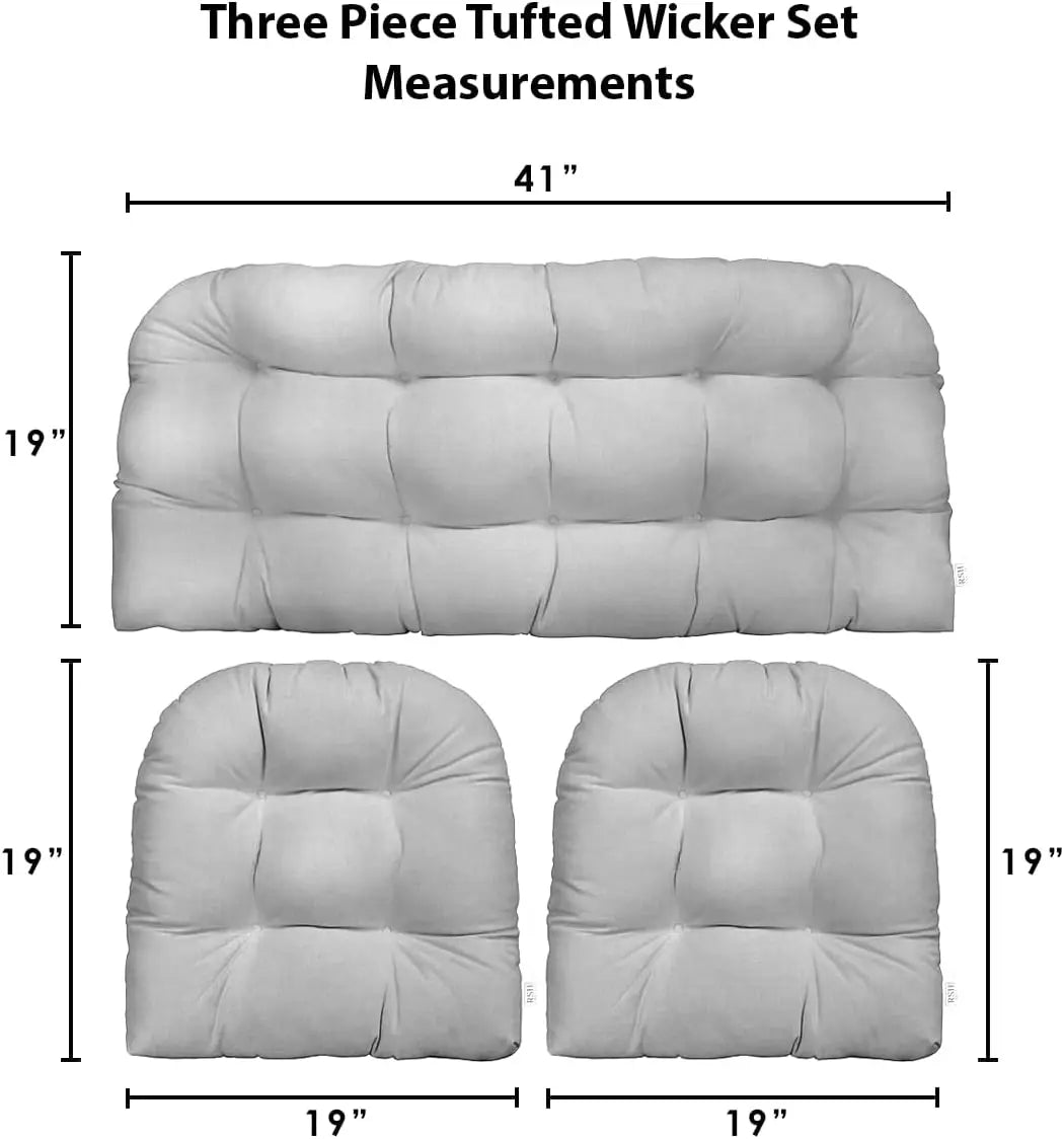 Comfort Corner 3-Piece Wicker Tufted Cushion,