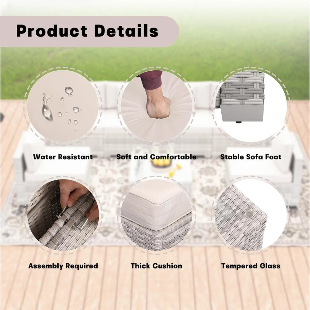 7 Pieces Patio Furniture Sets, Outdoor Furniture Patio Conversation Set,