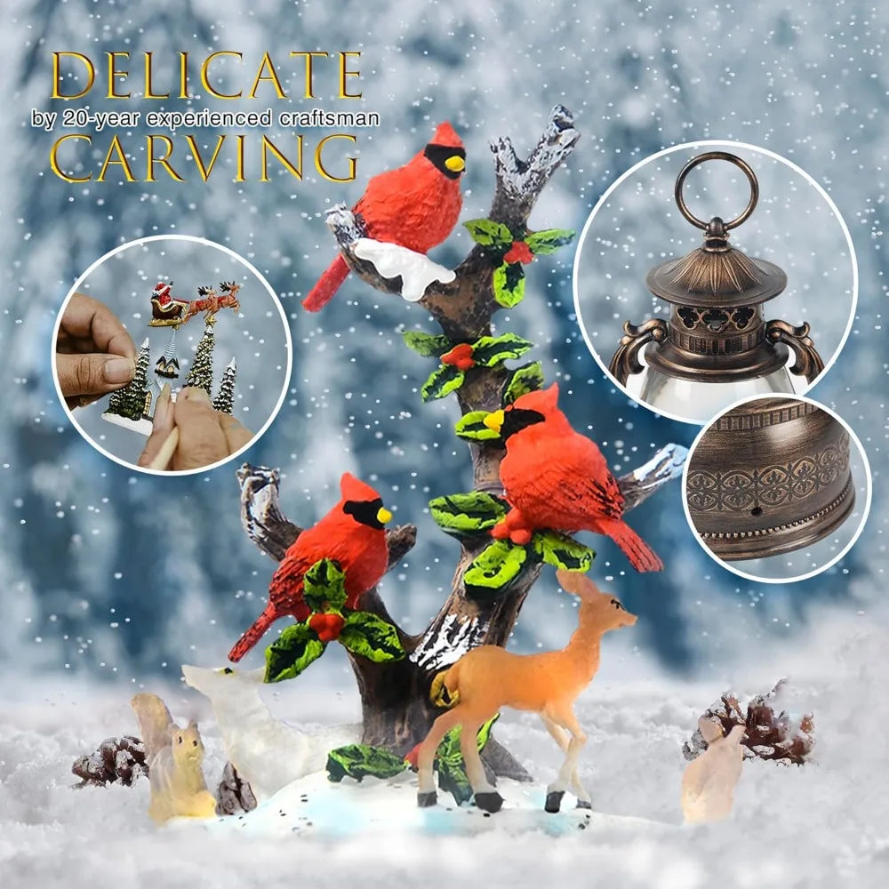 13.4" Christmas Snow Globe Lantern with Swirling Glitter