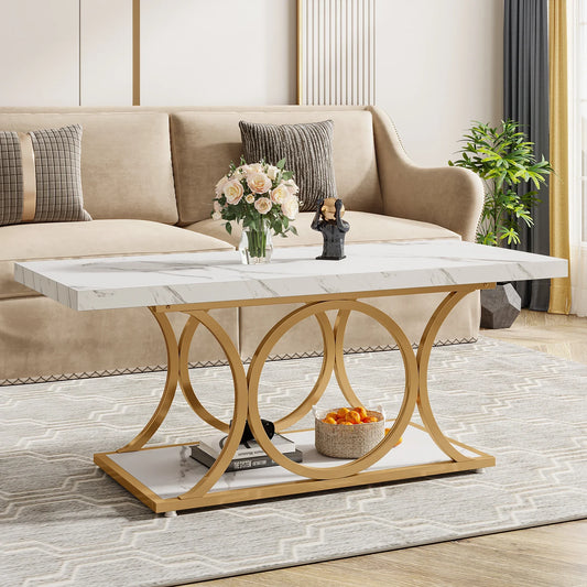 Tribesigns Rectangle Coffee Table, 47.24-inch Modern Coffee Tables for Living Room
