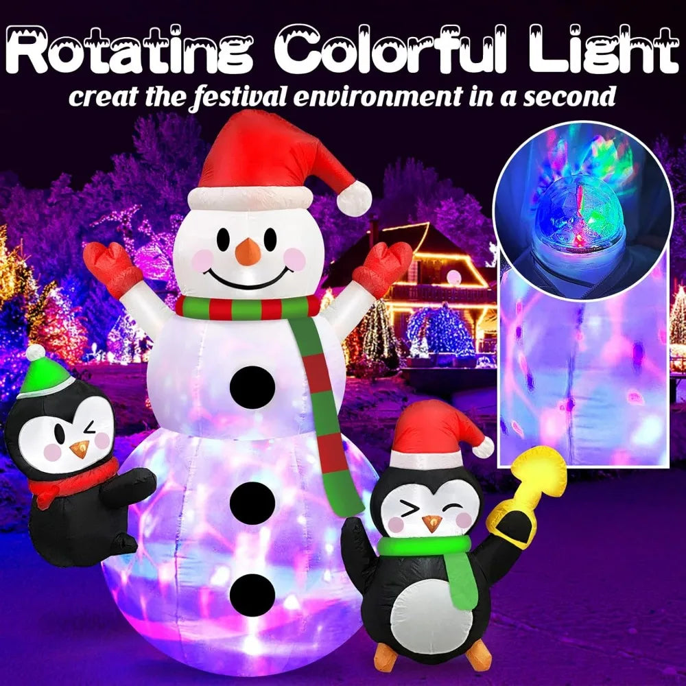 6 FT Christmas Inflatables Snowman with Penguins