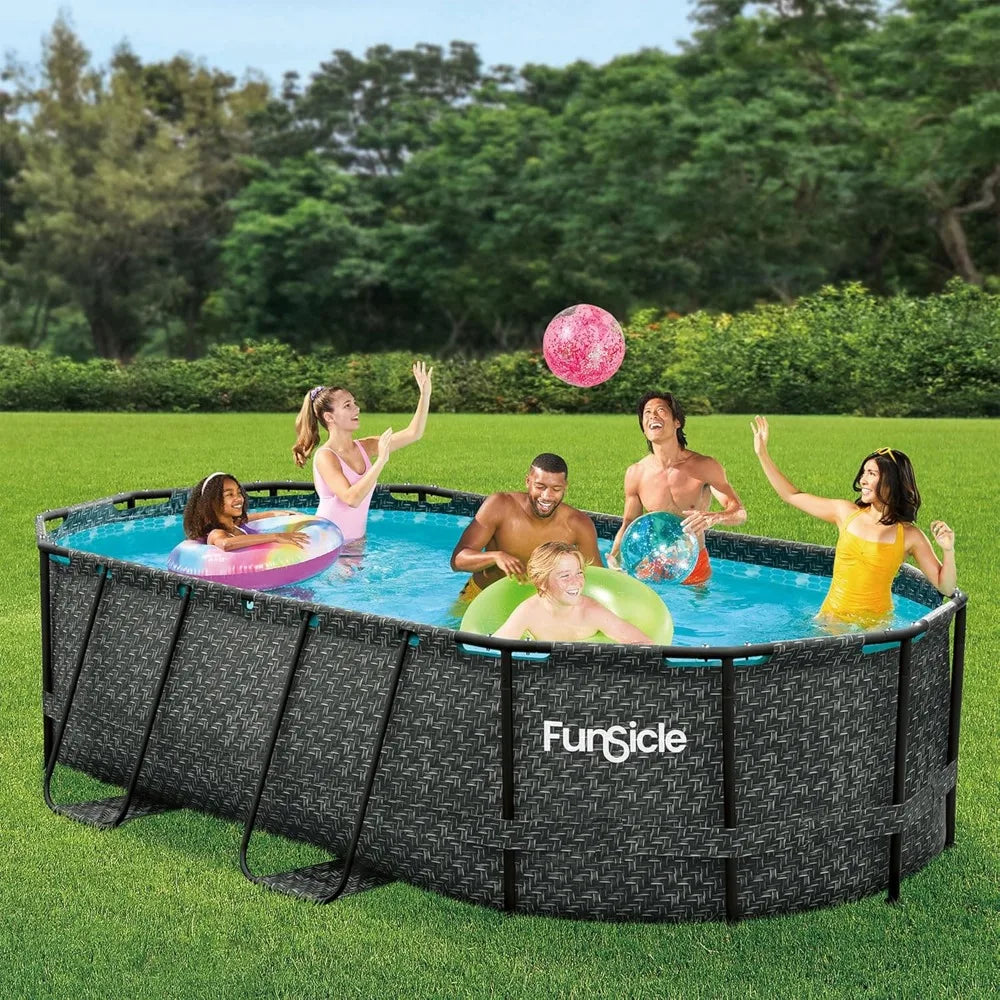 167 by 98 by 39.5 Inches Oasis Designer Oval Frame Outdoor Above Ground Swimming Pool