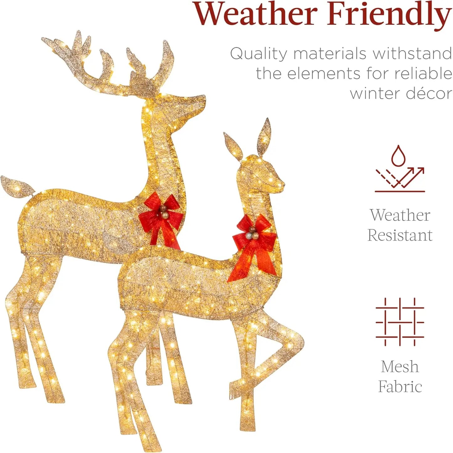3-Piece Large Lighted Christmas Deer Family Set 5Ft Outdoor Yard Decoration