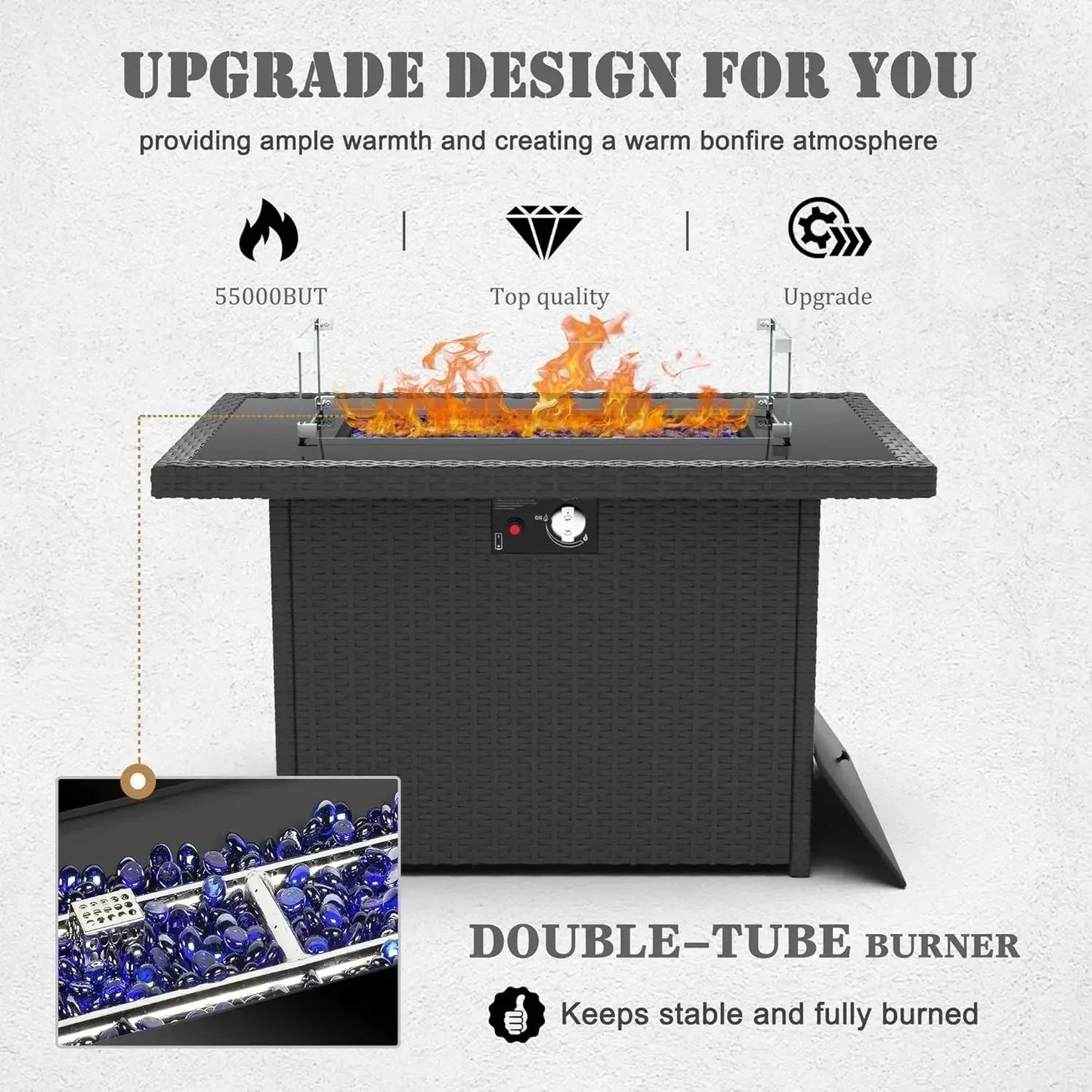 Patio Furniture Set  Fire Pit Table, Outdoor Sectional Wicker Conversation Sofa Sets