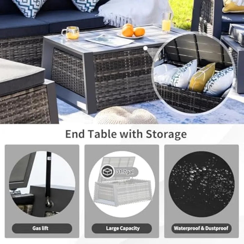 Outdoor Furniture Set, 6 Pcs Patio Furniture Set with Aluminum Frame