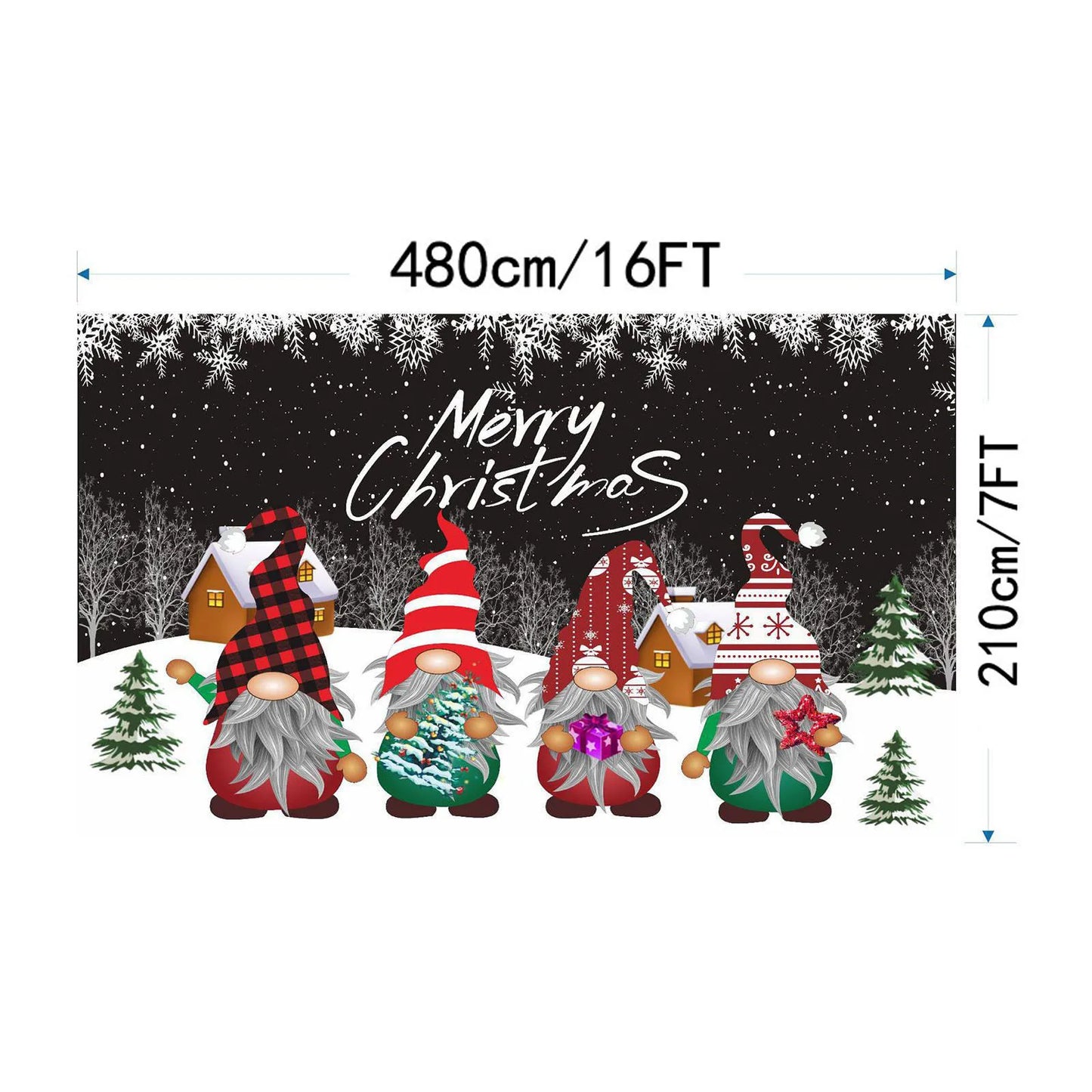 Merry Christmas Banner Garage Winter Snowman Santa Outdoor Large Door Cover