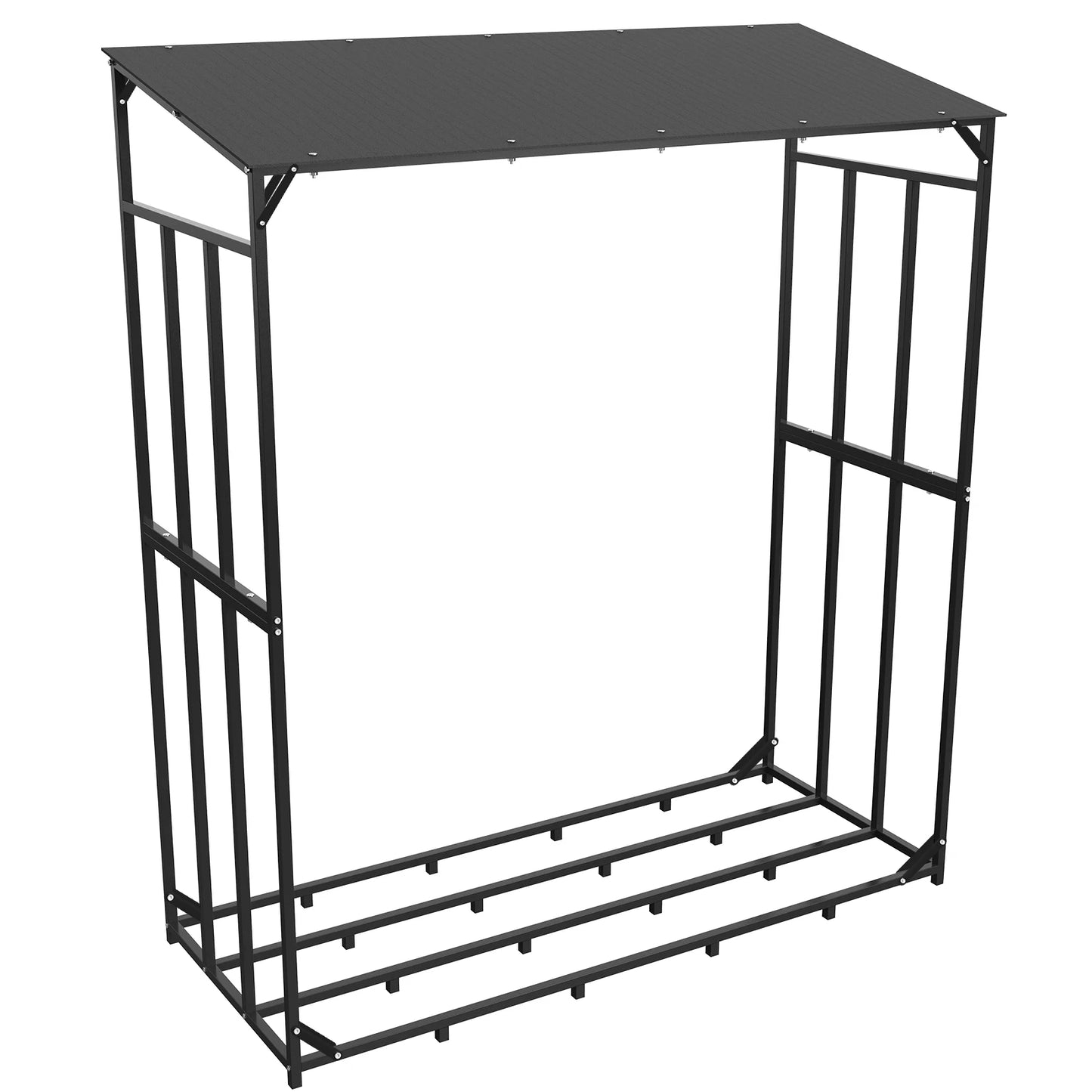 Extra Large Tall Outdoor Firewood Rack with Cover Heavy Duty Square Strong Stand