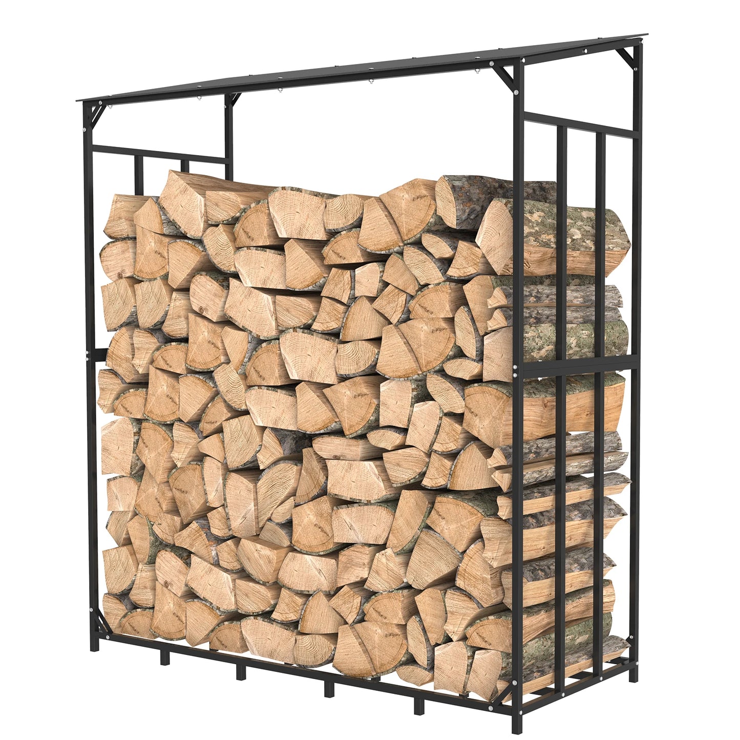 Extra Large Tall Outdoor Firewood Rack with Cover Heavy Duty Square Strong Stand