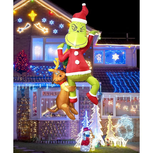 8FT Christmas Inflatables Decorations Lights, Outdoor Christmas Decorations Blow Up with Strings