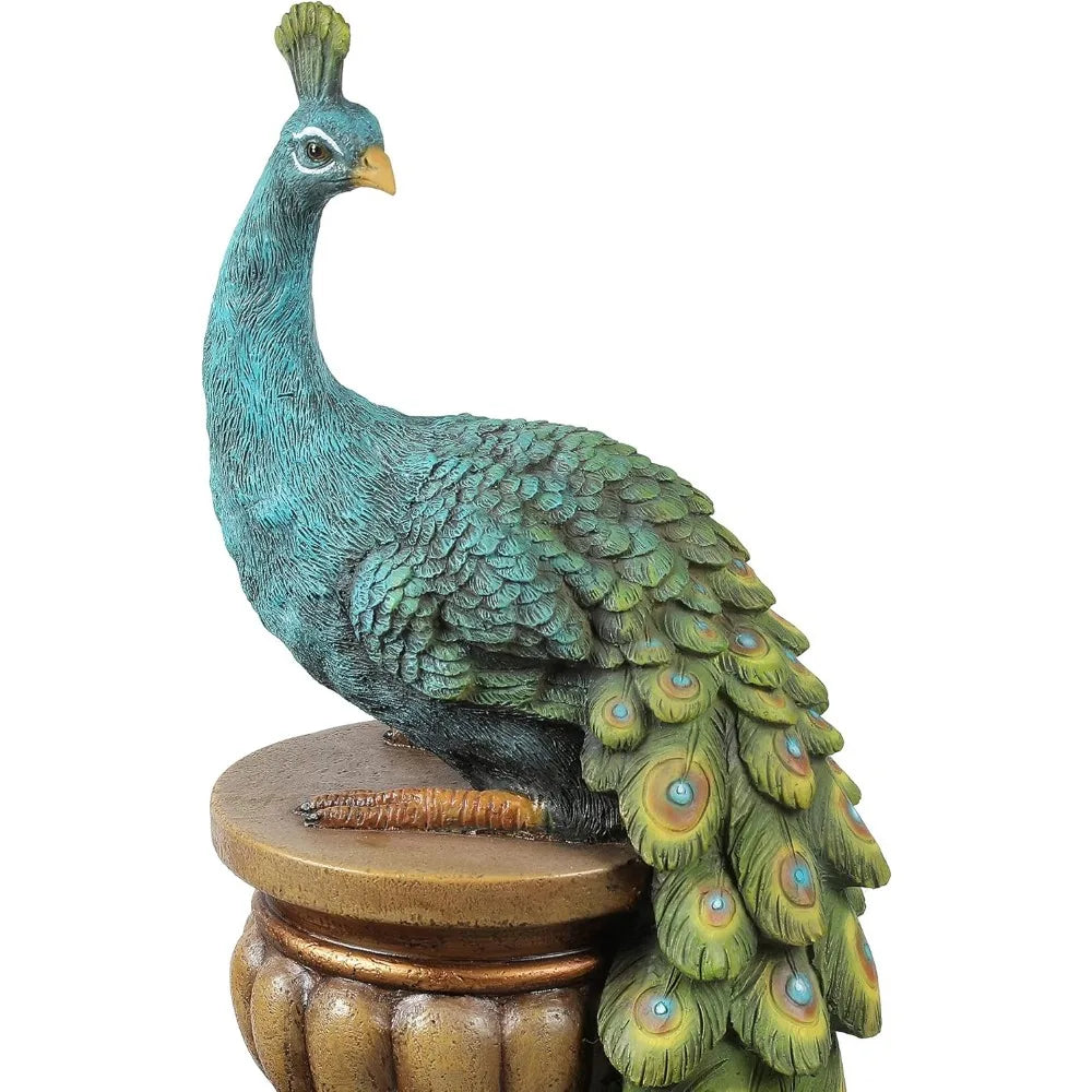 Outdoor fountain, 44 inch resin peacock, outdoor fountain with LED lights