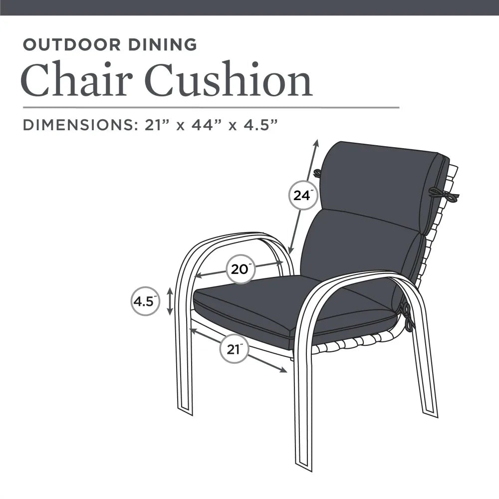 44" x 21" Black Tropical Rectangle Outdoor Chair Cushion, 1 Piece USA