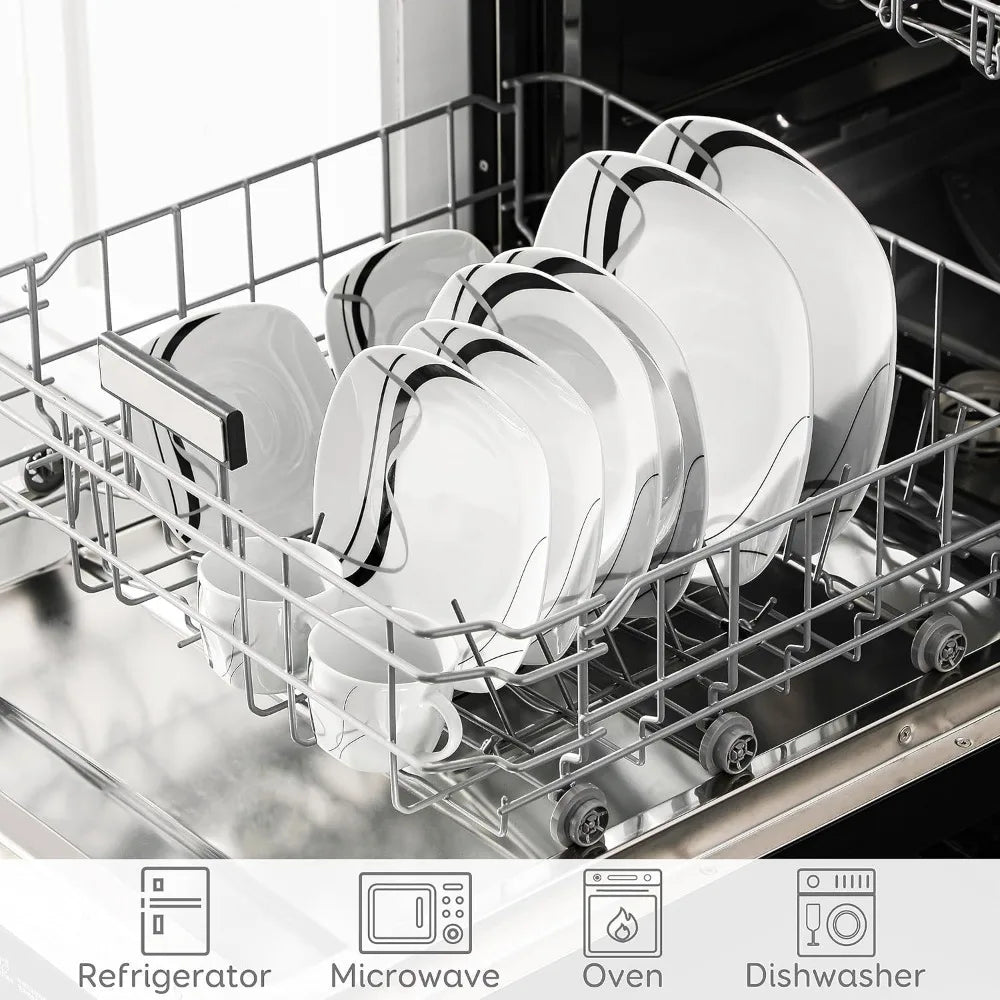 30-Piece Dinnerware Sets for 6, Porcelain Dinner Set