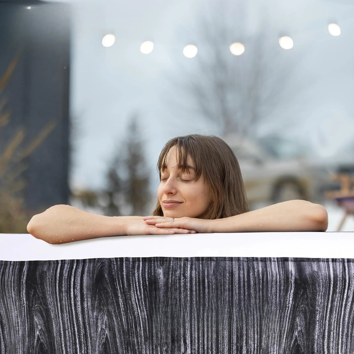 Inflatable Hot Tub w/Control Panel, Floor Protector & Cover, 3-Person