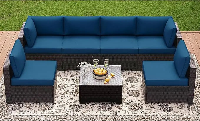7 Pieces Patio Furniture Sets, Outdoor Furniture Patio Conversation Set,