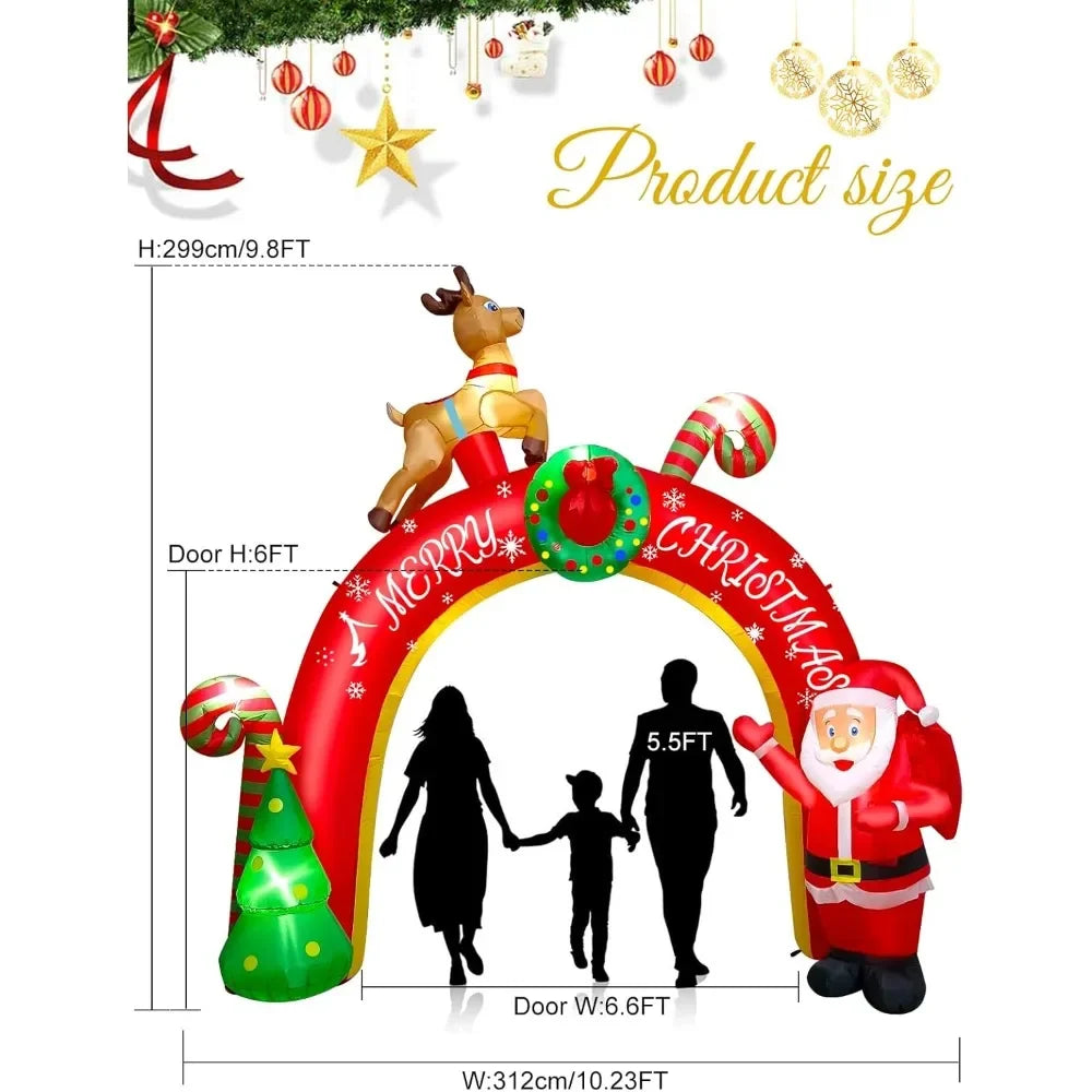 10FT Christmas Inflatable Decoration with Build-in LEDs