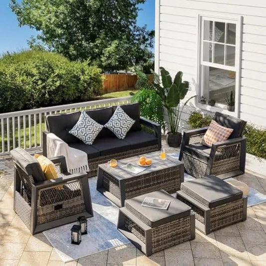 Outdoor Furniture Set, 6 Pcs Patio Furniture Set with Aluminum Frame