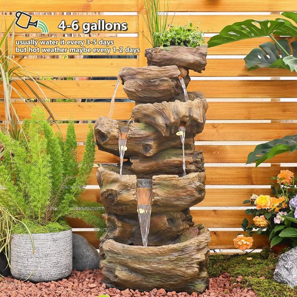 Outdoor Garden Water Fountain 5 Tiers Large Cascading Rock Natural Waterfall Fountain