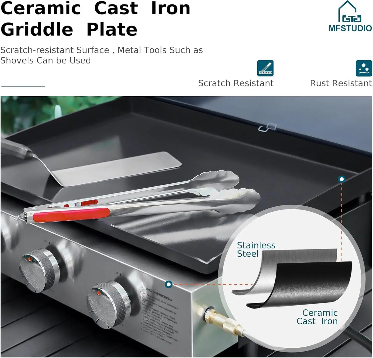36-Inch Flat Top Grill with Ceramic Coated Cast Iron Griddle,