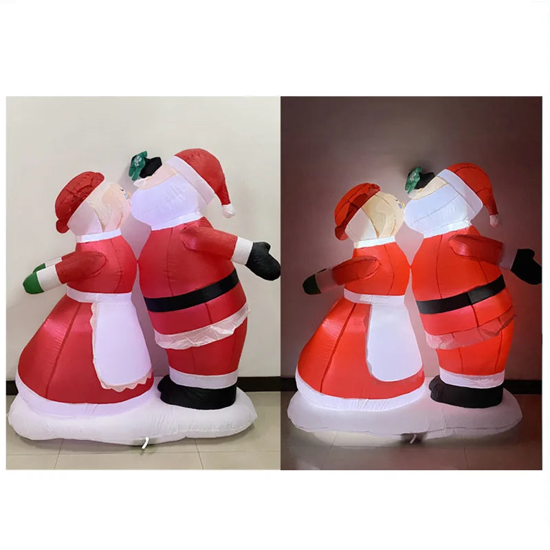 Christmas Inflatable Outdoor Santa Claus Couple with Lights Inflatable