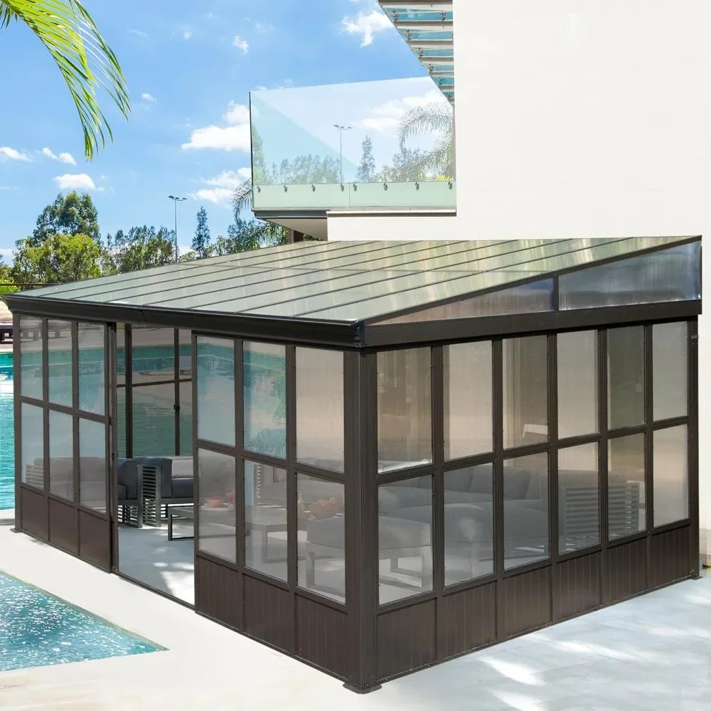 12x16FT all season sunroom, outdoor permanent wall mounted sunroom