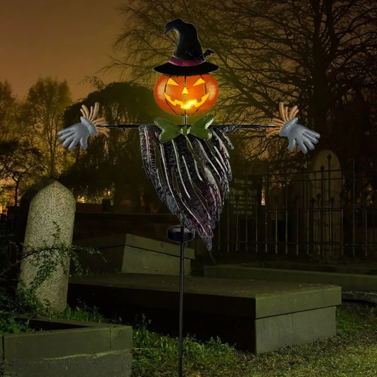 Halloween Ghost Lulu Home Halloween Yard Stake, 46.4" Solar Lighted Metal Pumpkin