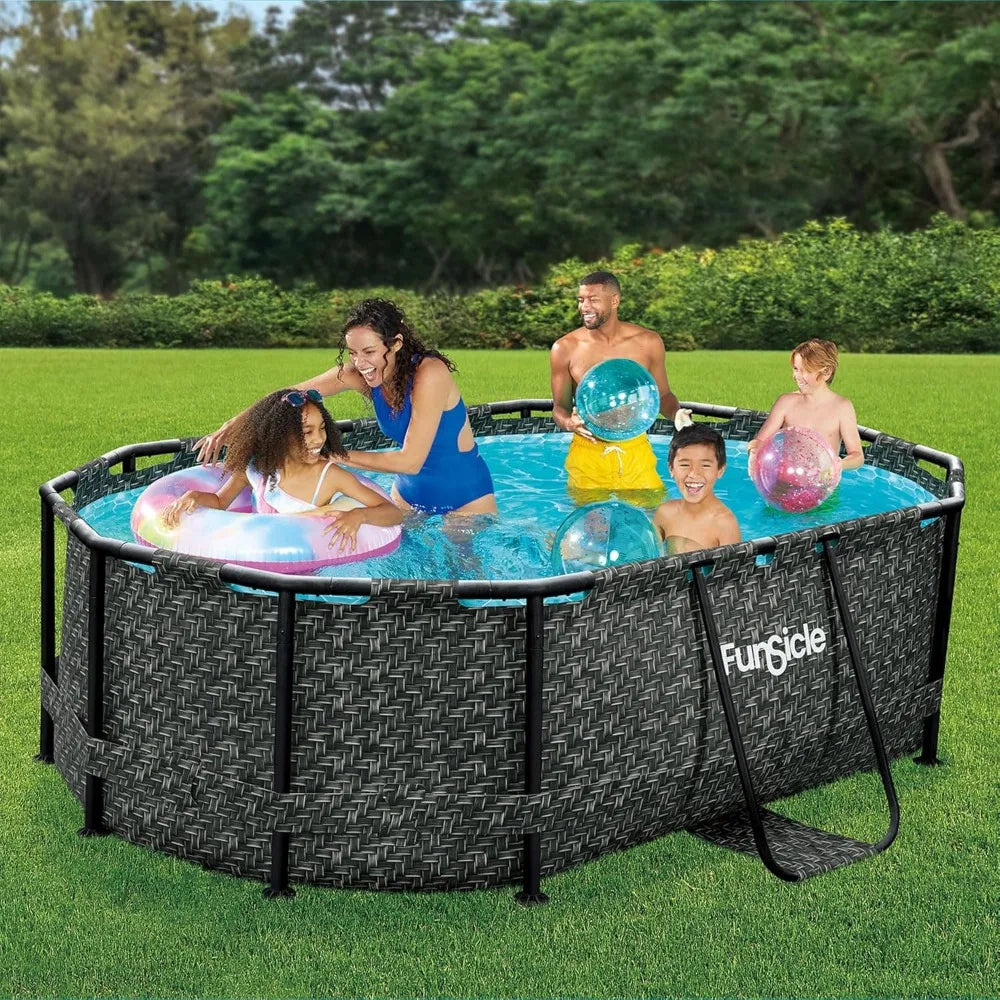 167 by 98 by 39.5 Inches Oasis Designer Oval Frame Outdoor Above Ground Swimming Pool
