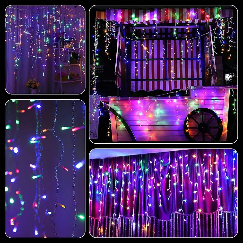 NEW 2024 Christmas Decorations Lights Solar Icicle Curtain Lights