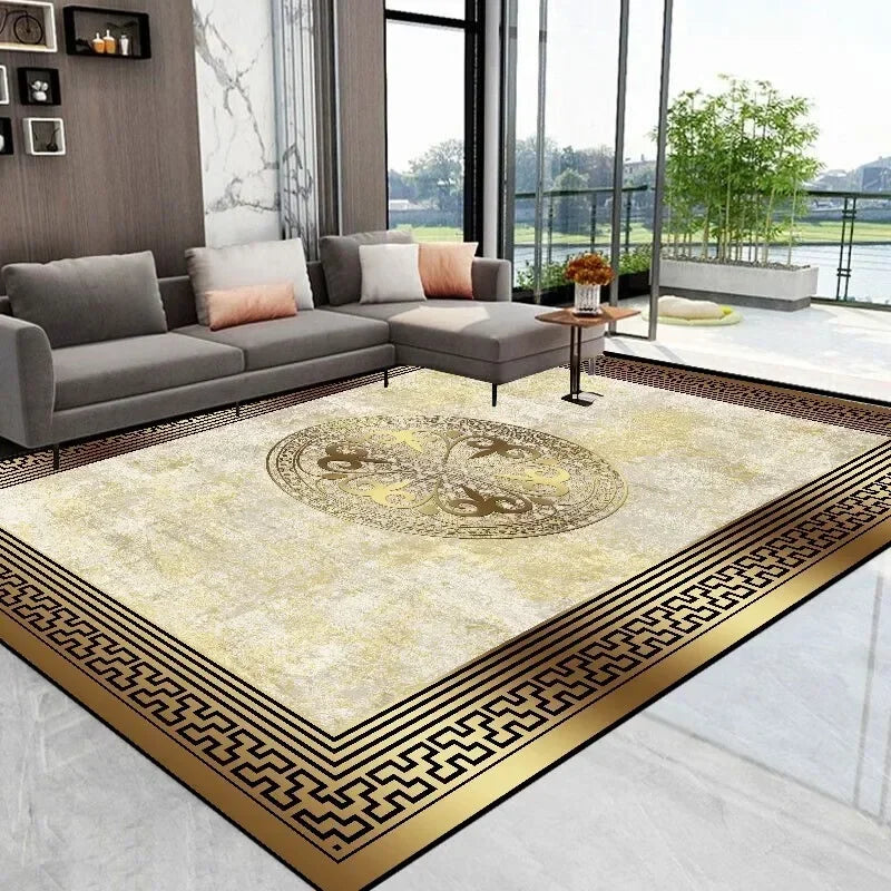 Modern Luxury Golden carpet for living room Abstract Decoration Large Carpets