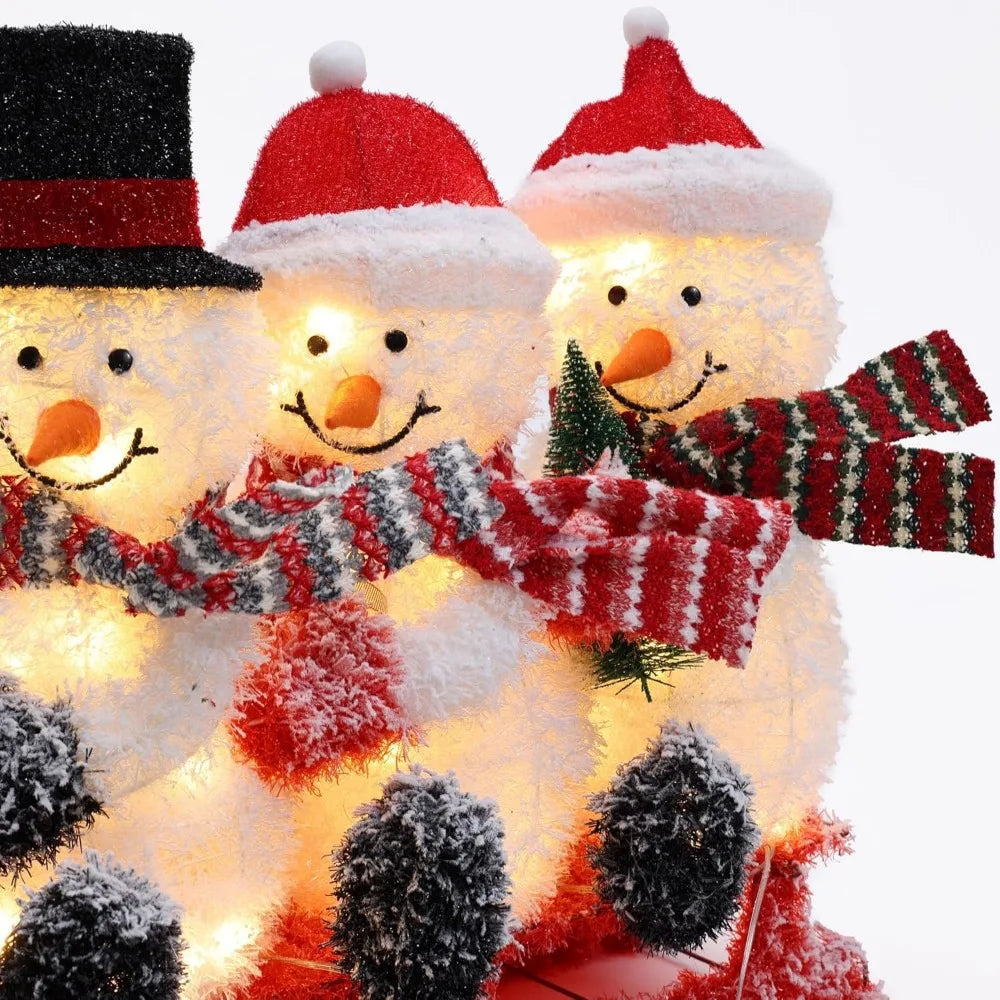 Christmas Decoration with 60LED Lights, Snowman Family Outdoor for Yard Patio Lawn Garden