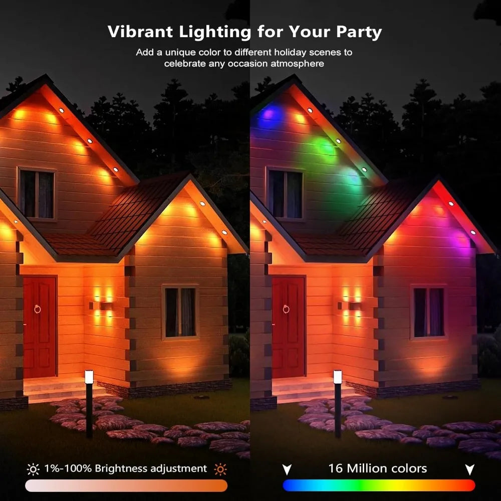 Smart Permanent Outdoor Lights, 100ft Smart Eave Lights for House Christmas Halloween Party Deco