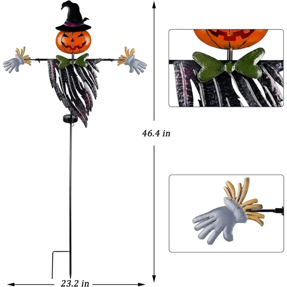 Halloween Ghost Lulu Home Halloween Yard Stake, 46.4" Solar Lighted Metal Pumpkin