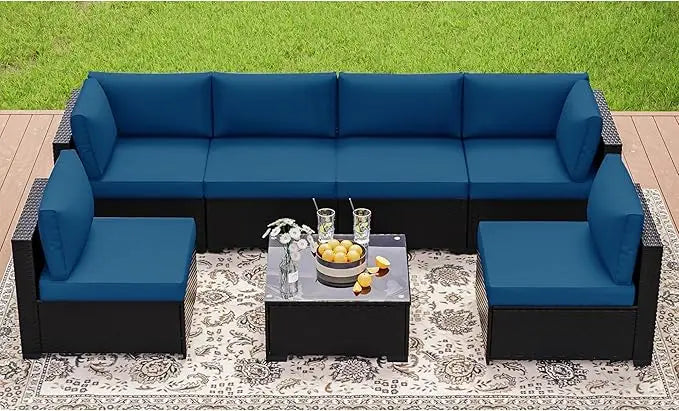 7 Pieces Patio Furniture Sets, Outdoor Furniture Patio Conversation Set,