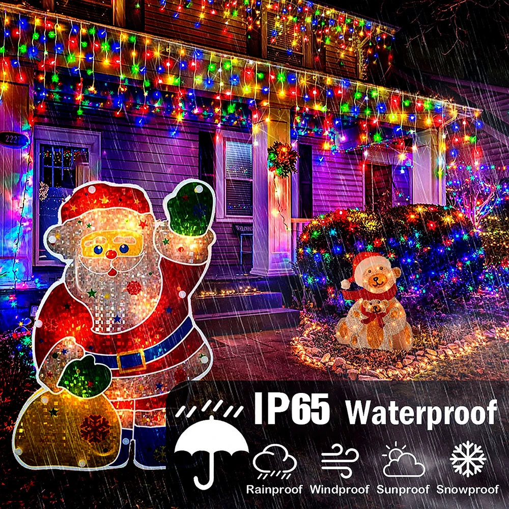NEW 2024 Christmas Decorations Lights Solar Icicle Curtain Lights