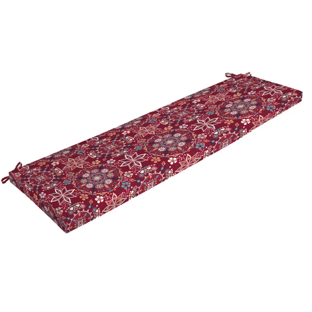 Better Homes & Gardens 17" x 46" Red Medallionl Rectangle Outdoor Bench Cushion, 1 Piece