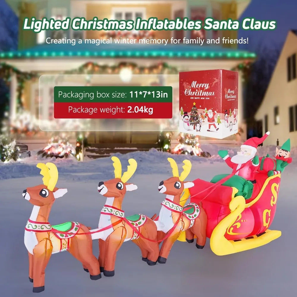 Inflatable Santa Claus Rides a Sled Outdoor Christmas Decorations