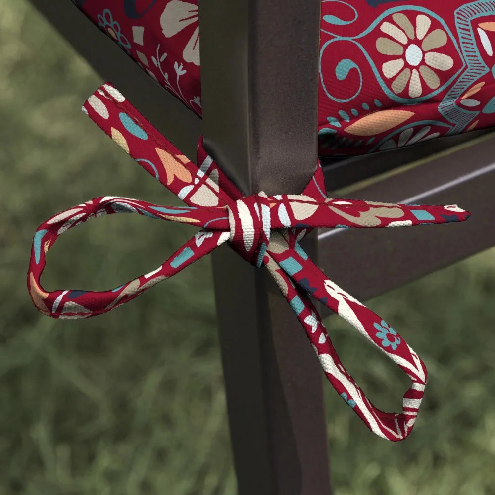 Better Homes & Gardens 17" x 46" Red Medallionl Rectangle Outdoor Bench Cushion, 1 Piece