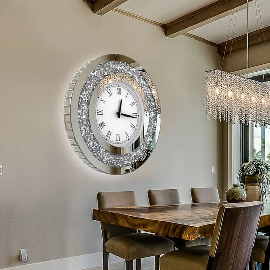 Wall Decororation Crystal Sparkling Diamond Mirror Large Wall Clock