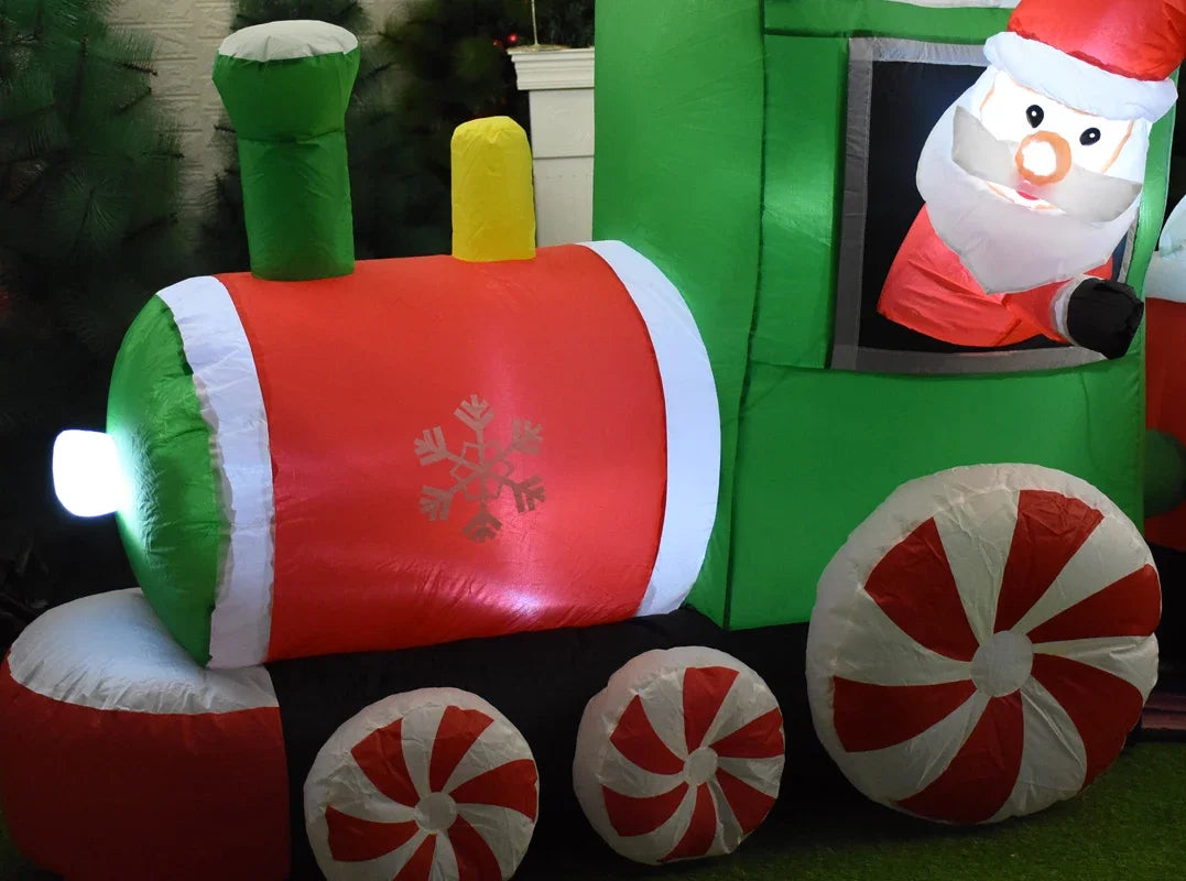 Giant Train Inflatable Toys Christmas Outdoor Decoration LED Inflatable Santa Claus Snowman Xmas Tree for Garden New Year Decor