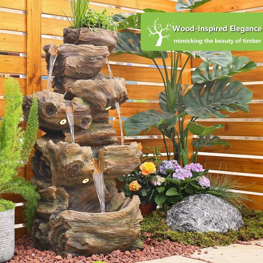 Outdoor Garden Water Fountain 5 Tiers Large Cascading Rock Natural Waterfall Fountain