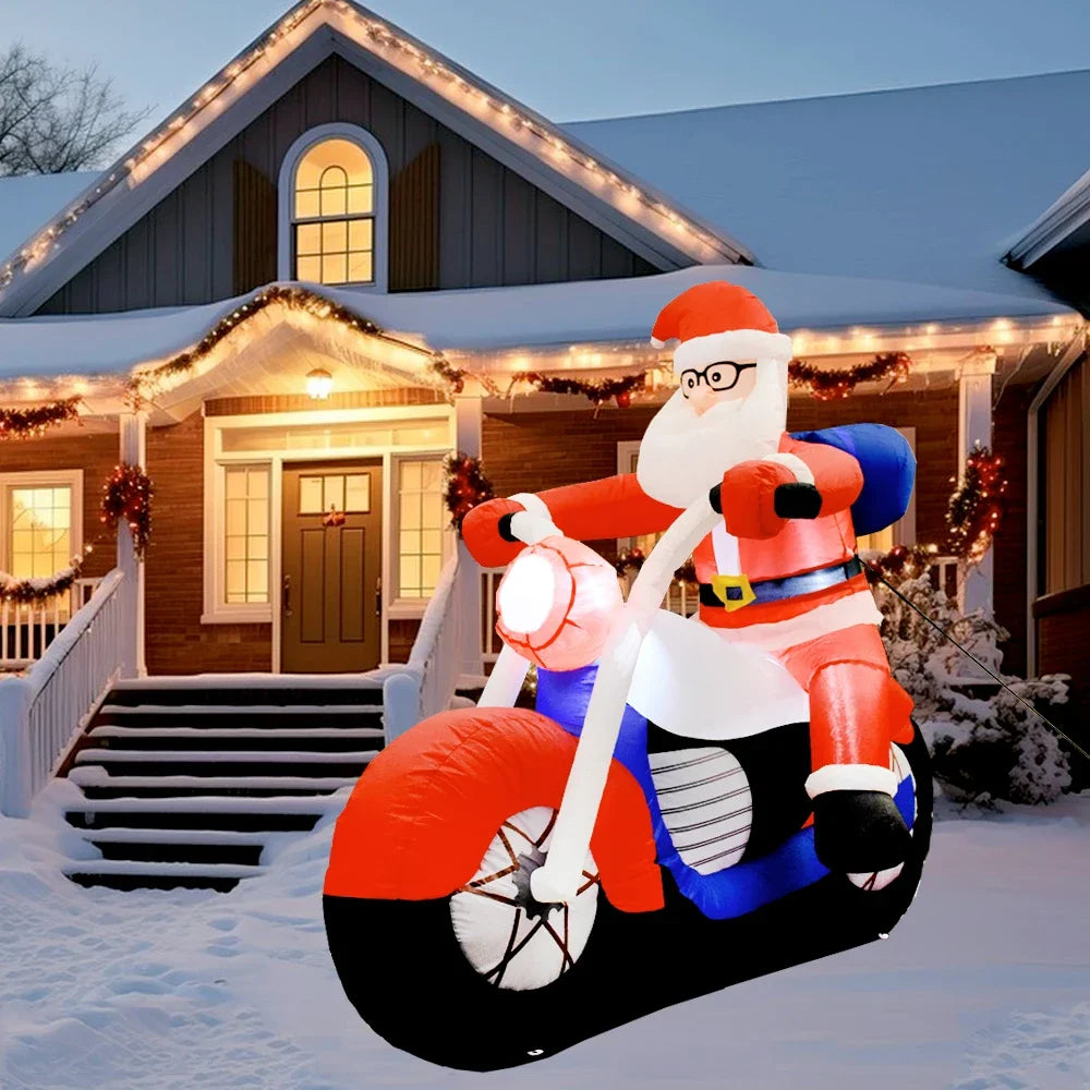 2024 New Inflatable Santa Claus Riding Motorcycle Christmas Inflatable Toy Doll