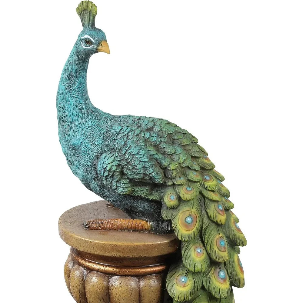 Outdoor fountain, 44 inch resin peacock, outdoor fountain with LED lights