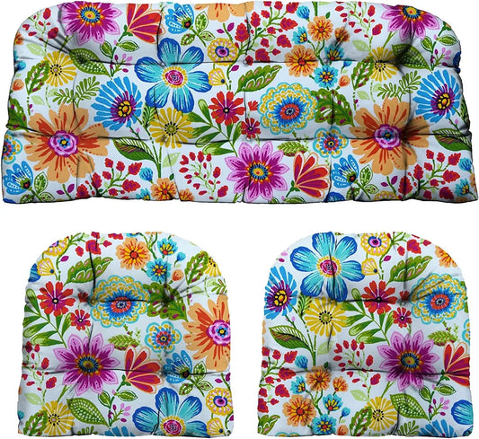 Comfort Corner 3-Piece Wicker Tufted Cushion,