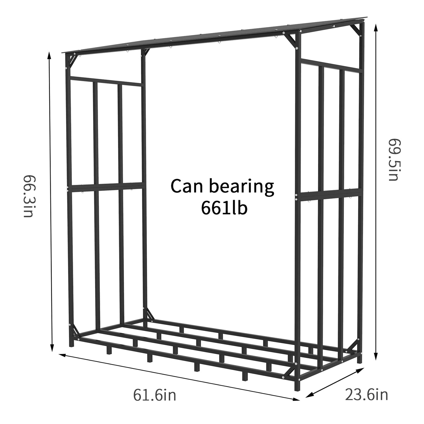 Extra Large Tall Outdoor Firewood Rack with Cover Heavy Duty Square Strong Stand