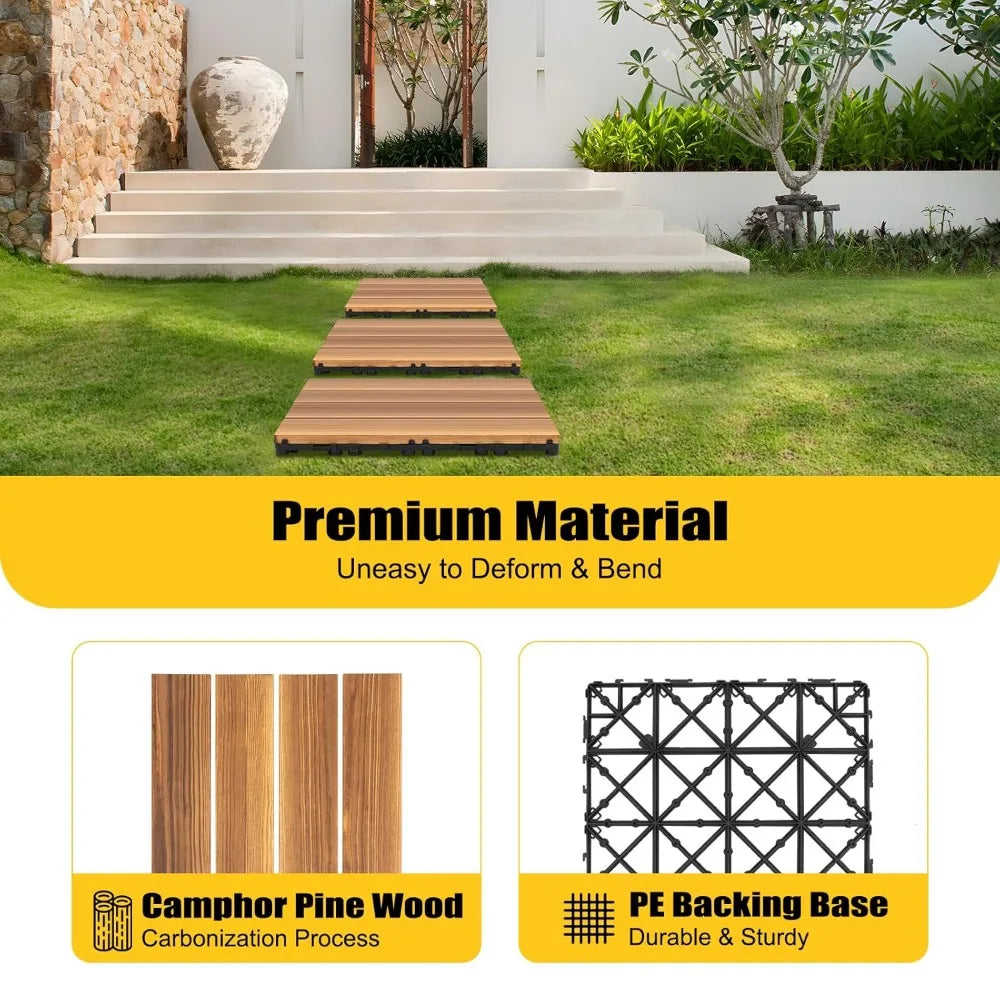 36 Pcs Interlocking Deck Tiles 12" x 12"Patio Flooring Outdoor Waterproof