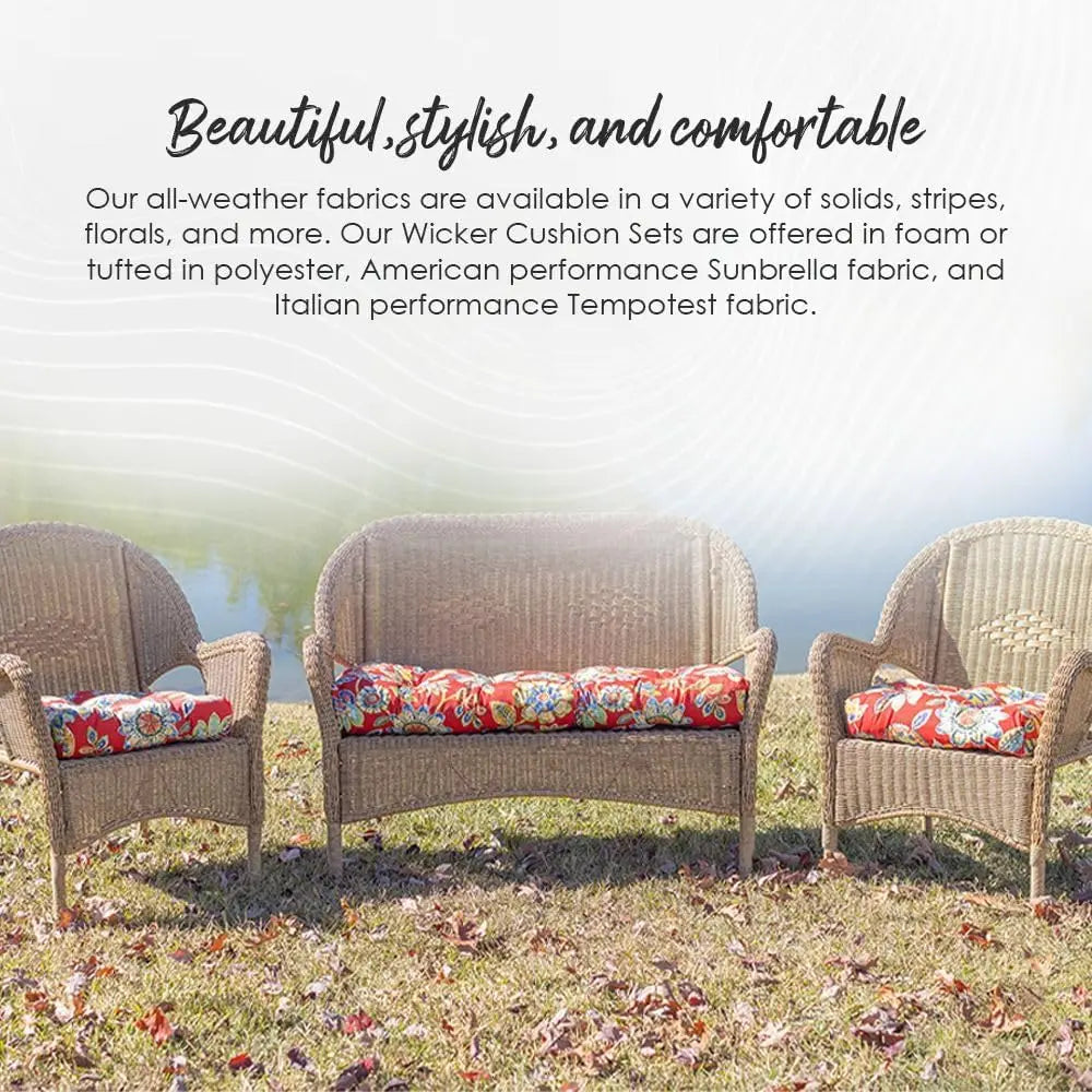 Comfort Corner 3-Piece Wicker Tufted Cushion,