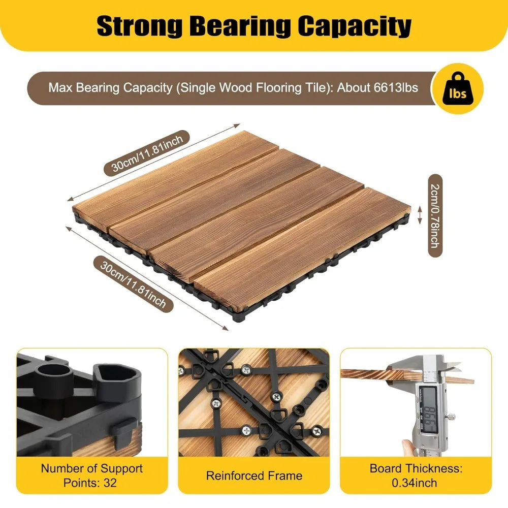 36 Pcs Interlocking Deck Tiles 12" x 12"Patio Flooring Outdoor Waterproof
