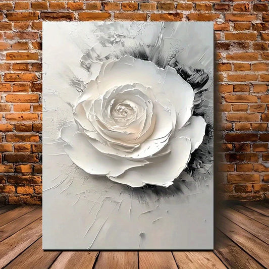 White Rose Canvas Art Decorations with 3D Texture