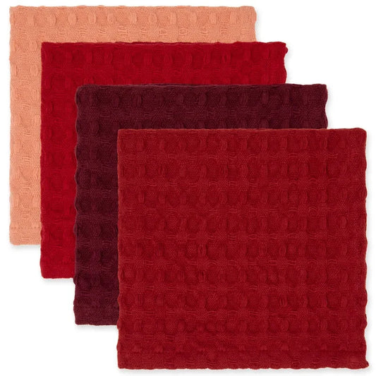 4 Pieces Waffle Dishcloths Red Convenient Size