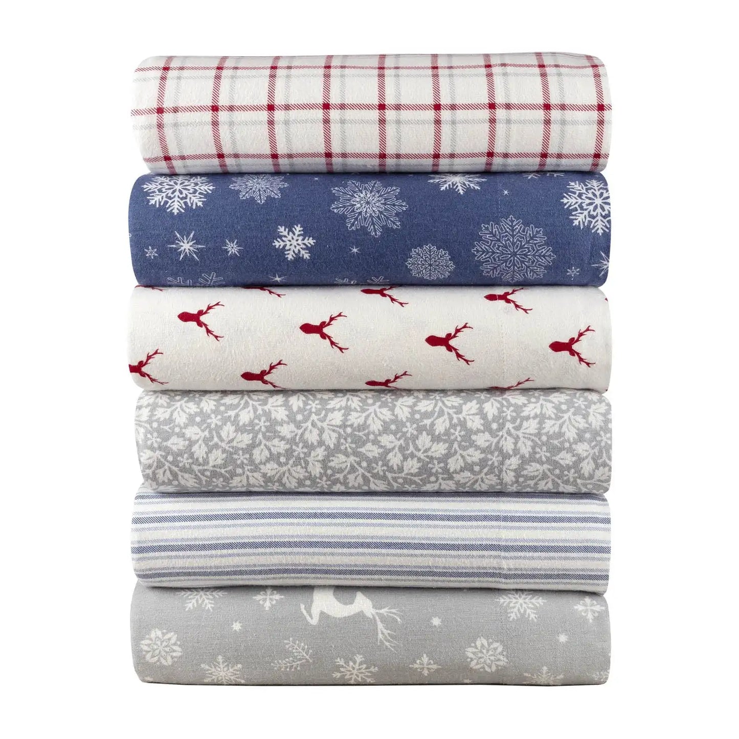 4-Piece Flannel Sheet Set Red Plaid King Fitted Sheet Has 360 Elastic for A Tight Fit To Any Mattress